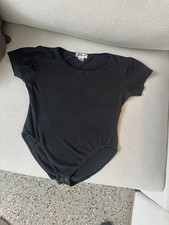 Vintage Textured Short Sleeve Black Bodysuit JXP Designs Made In USA Med