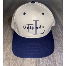 Vintage Orlando Florida FL Baseball Hat Cap Adjustable White Navy Snapback OSFM