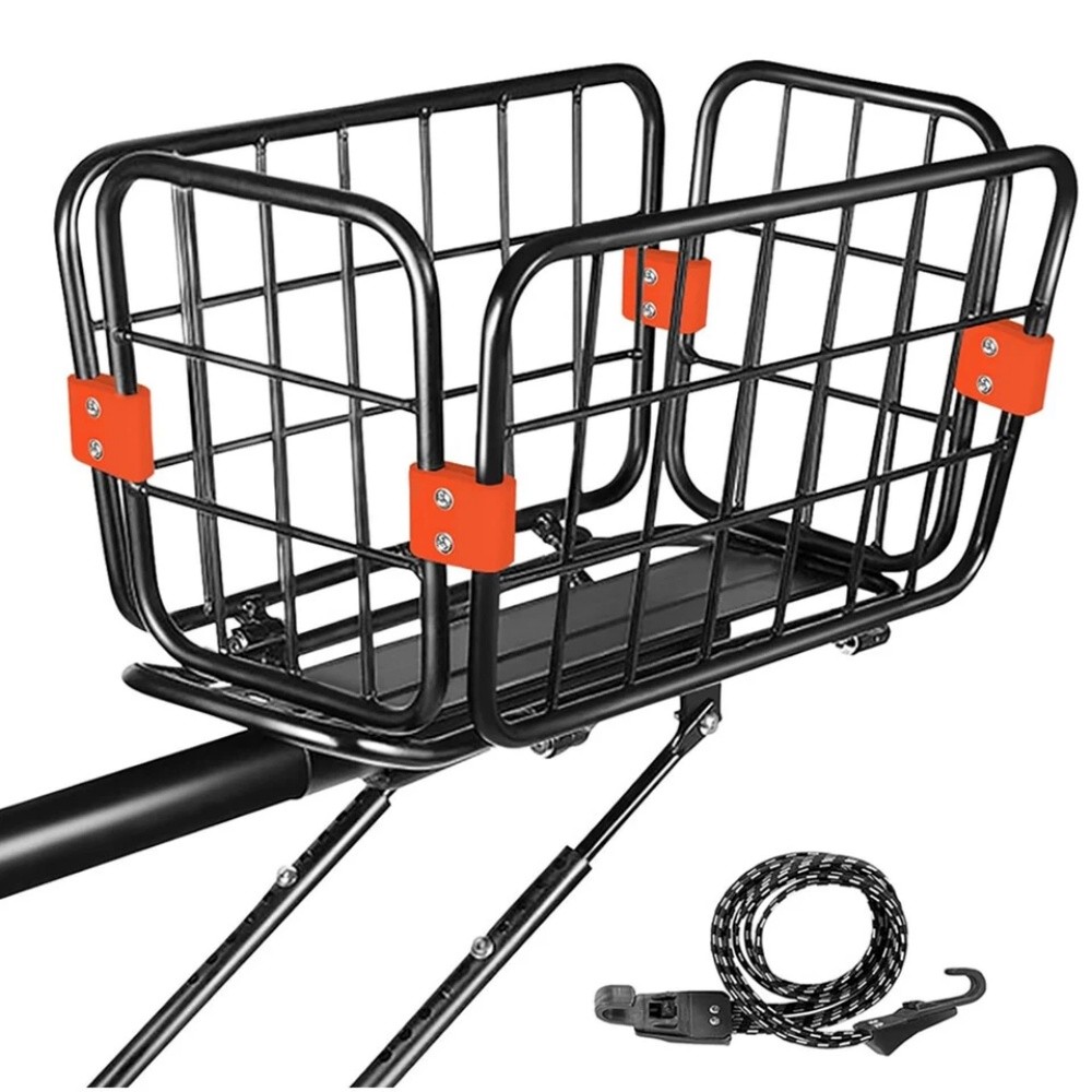 3in1 Rear Bike Rack with Elastic Strap Aluminum Alloy Adjustable Folding Basket