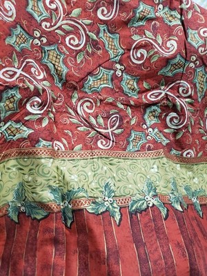 Vtg Daisy Kingdom Yuletide  Fabric Holly 2  7/8 yds  58'' Wide Double Border 