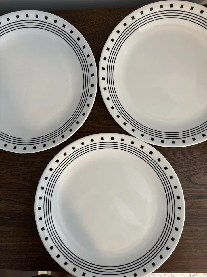 Juego de 3 platos de cena Corelle CITY BLOCK 10,25" blanco y negro Foto 3 de 4