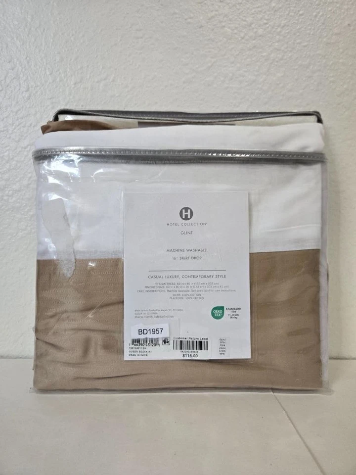 Hotel Collection Glint, Queen Gold Bedskirt 100% Cotton - Image 3 of 4