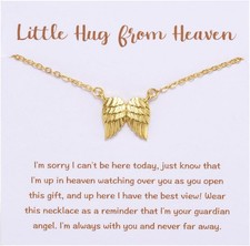 Little Hug from Heaven Angel Wings Necklace Gift for Women, Guardian Angel...