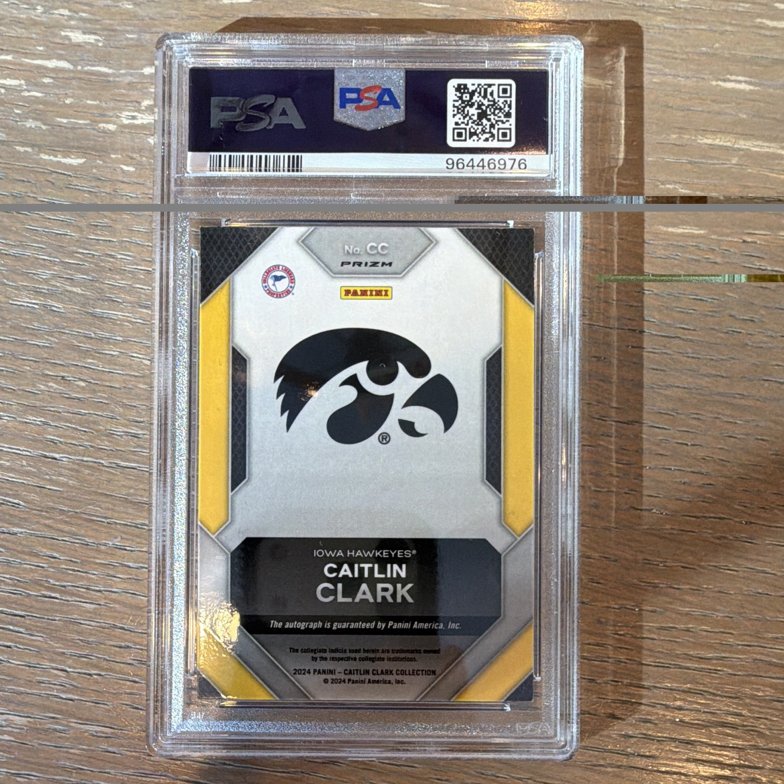 Panini 2024 Caitlin Clark Collection Gold Vinyl Auto #CC PSA 96446976 /66 view 2