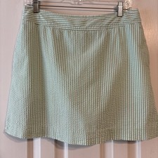 Vineyard Vines Skort Size 6 Green White Seersucker Pockets Striped Stretch