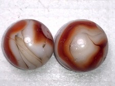 Vintage Akro Agate Peltier Christensen Glass Oxblood Swirl Marbles