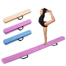 7 FT Folding Balance Beam Foam Floor Gymnastic Beam w/Carrying Handles Purple
