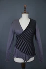 Sarah Pacini Multicolor Striped Merino Wool Knit Wrap V-Neck Top Size One Size