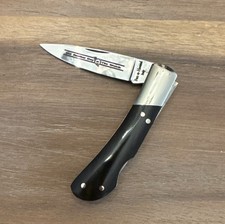 Fox-n-Hound Lockback Folding Gents Pocket Knife Black Buffalo Handle Italy NIB