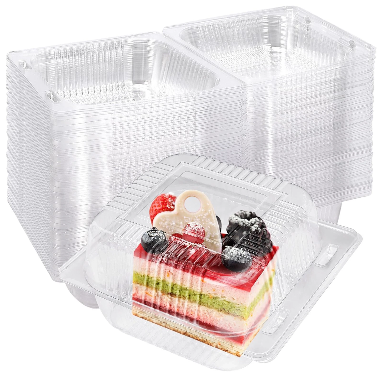100Pcs Clear Plastic Take Out Containers,Clear Plastic Hinged Food Containers...