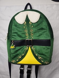 Loungefly Elf‎ Buddy the Elf Cosplay Mini Backpack Green Suede Gold Christmas Loungefly WB Elf Buddy Sequin Cosplay Mini Backpack – Circle  main image 3