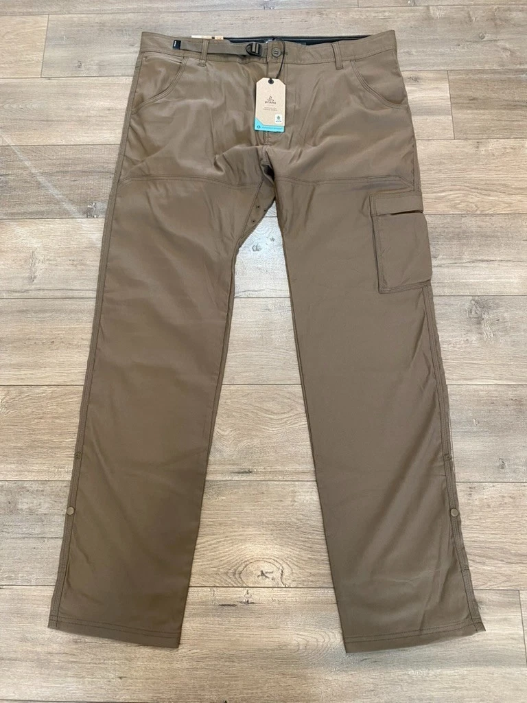 Prana Zion Cargo Pants II Mens 40X34 Belted Brown Straight Outdoor Hiking NEW