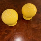 Fiesta FIESTAWARE Salt & Pepper Shaker Yellow Ball Shape Ceramic USA w/stopper