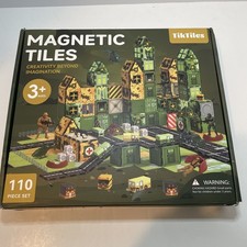 Magnetic Tiles Road Building Toys Set with Magnetic Blocks and Army Toys STEM