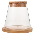 1 Set Reusable Glass Fish Bowl Vase with Bamboo Lid for Home Decor