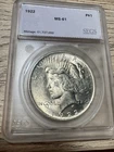 1922 P PEACE SILVER DOLLAR COIN SEGS  GRADED MS 61