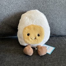 Jellycat NWT Happy Egg Plush Stuffed Authentic Amuseables White Small Boiled