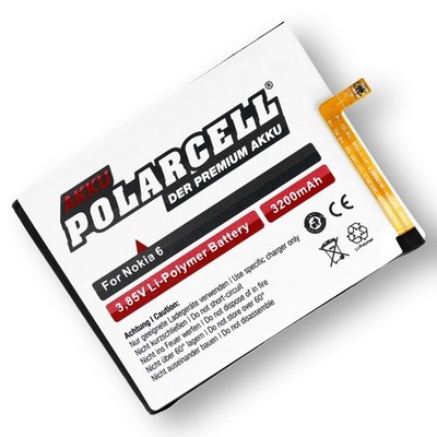 PolarCell Akku für Nokia 6 (2017) TA-1033 Dual Sim HE317 HE335 HE316 3200mAh