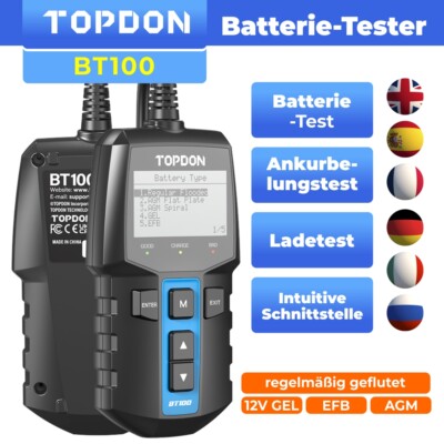 TOPDON BT100 Auto Batterietester KFZ OBD2 Akku Prüfer Testgerät 12V Digital DHL
