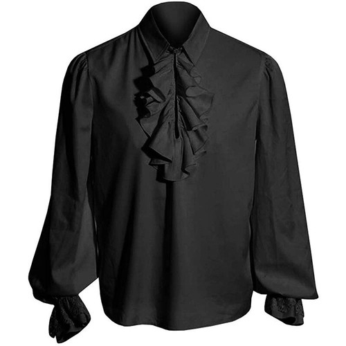 Mittelalter Piratenhemd Renaissance Kostüm Kolonial Rüschenhemden Oberteil Bluse - Bild 2 von 16
