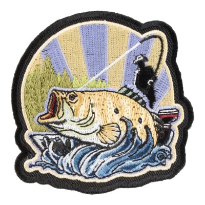 Setting The Hook Bass Fisherman Patch, Fishing Patches