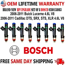 New HP UPGRADE BOSCH 8 pcs Fuel Injectors for 2006-2011 Cadillac & Buick 4.6L V8