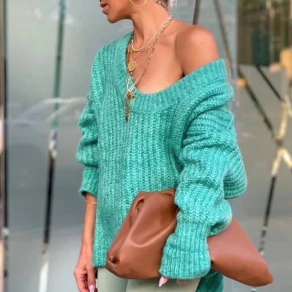 Free people top teal sweater