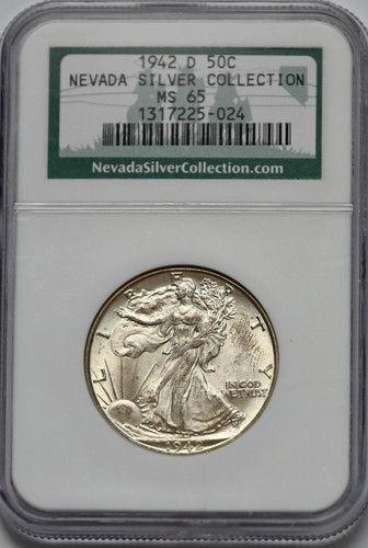 1942 D Walking Liberty Half Dollar 50C Grade NGC Nevada MS65 - Picture 3 of 4