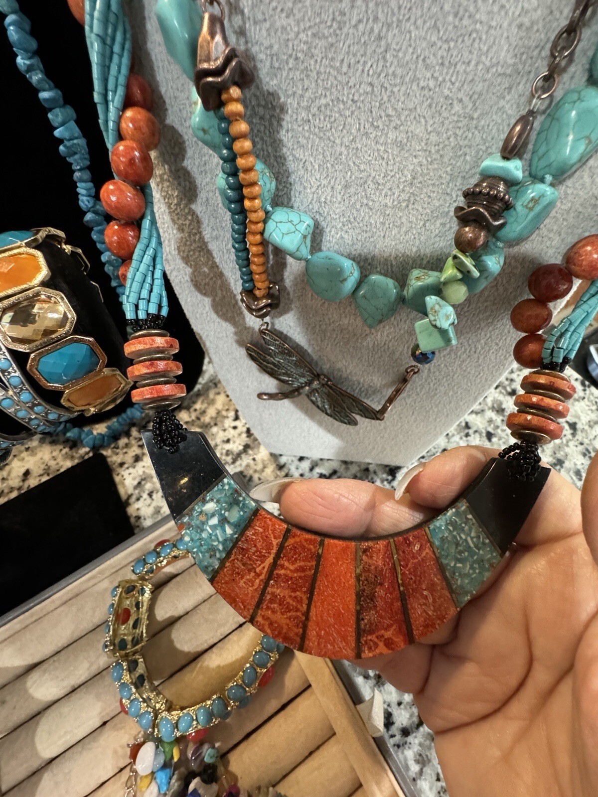 Southwestern Costume Jewelry 28 Pc. Lot Necklace Bracelet Turquoise