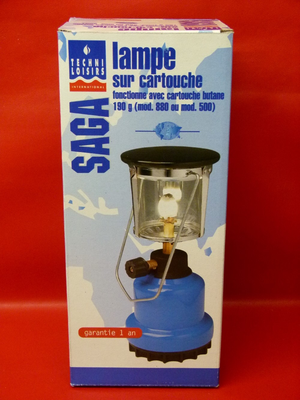 Lampe à gaz Saga pour cartouche butane 190g dimensions H27x12cm