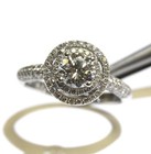 GIA 18k white gold 1.38ct round double halo diamond engagement ring 9.5g 7 — photo 8