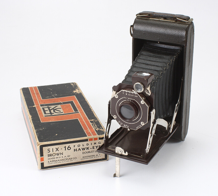 あい KODAK SIX-16 FOLDING HAWKEYE, BROWN/BLACK, BOXED, PROBLEMS, AS-IS