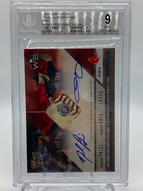 David Price Chris Sale Boston Red Sox 2018 Topps Now Ball Autograph 10/10 BGS 9