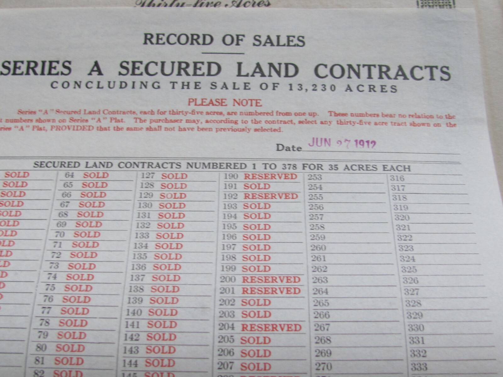 1912 FLORIDA LAND CO ADVERTISING PARCEL MAP CLINCH WARE ECHOLS