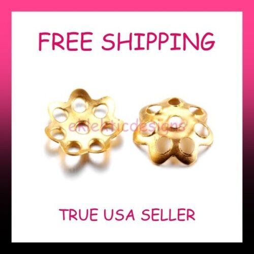 6mm x 1mm 100pcs Gold Metal Alloy Multi 7 Petal Flower Thin Bead Caps FREESHIP