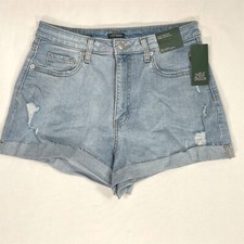 Wild Fable Denim Shorts Womens Size 8 Rolled-Cuff High-Rise Distressed Blue