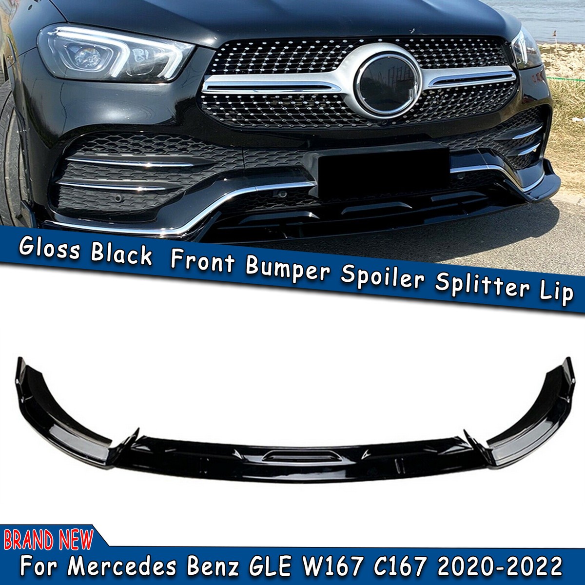 For Mercedes Benz GLE W167 C167 2020-2023 Front Bumper Spoiler Lip
