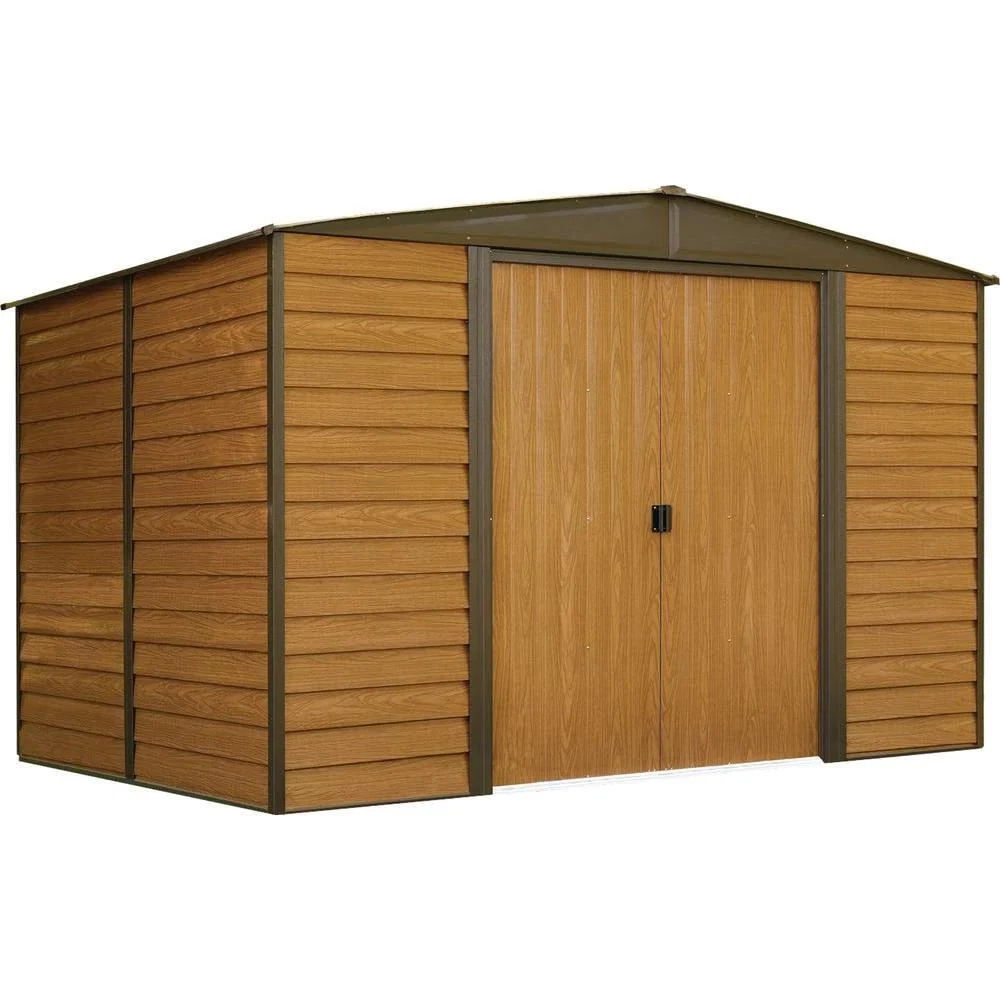 Storage Building 10 ft x 8 ft Wood-Grain Galvanized Metal Corrosion  Resistance | eBay