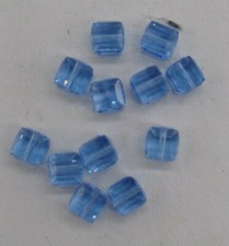 6pc Swarovski Crystal Light Sapphire 6mm Cube 5601 Beads; Faceted Square; Blue