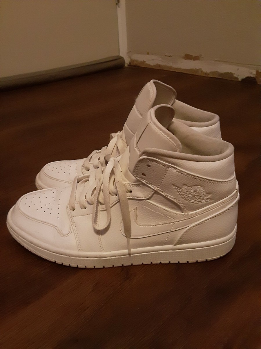 Jordan 1 Mid Triple White (2019) - Size 10.5 ( 554724-129