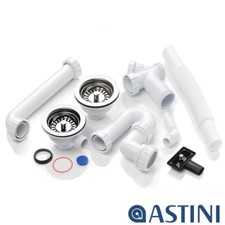 Astini, RAK, Rangemaster 1.5 Bowl Chrome Waste, Overflow & Plumbing Kit WPAK3NP