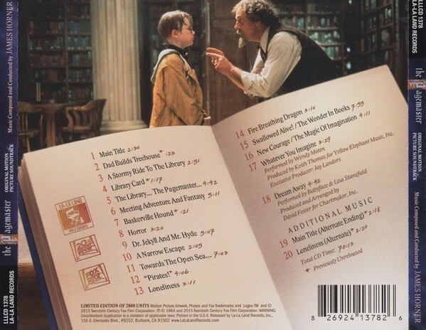 James Horner ‎– The Pagemaster (1994) Complete Score CD / Newly Remastered - Bild 3 von 3