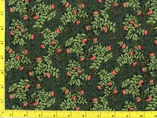 Red Flower Buds on Leafy Vines on Dark Green By The Yard CFLGRE02415