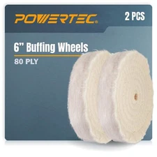 71630 6-Inch Extra Thick Spiral Sewn Buffing Wheel, Cotton (80 Ply) w/ 1/2" A...