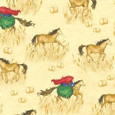 Michael Miller Fabrics~Country Path~Wheat w/Metallic~BTY~DM8487~Galloping Horses