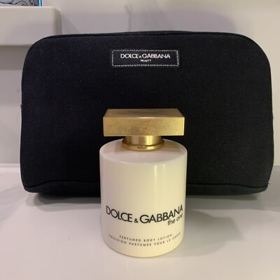 The One by Dolce & Gabbana Golden Satin Lotion 6.7 oz For Women And Beauty Bag
