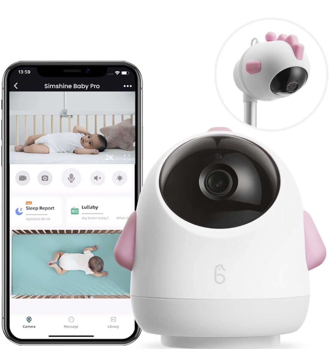 Simshine AI 2K HD Baby Monitor with Camera and Audio Smart Wireless Baby Cam-image