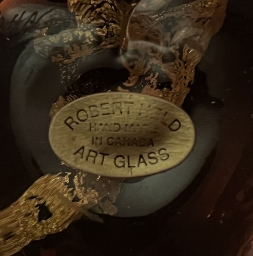 ROBERT EICKHOLT ART GLASS DICHROIC HEART PAPERWEIGHT GOLD FLECK 1995 SIGNED VG+ - Picture 2 of 11