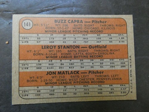 TOPPS 1972 BASEBALL ROOKIE STARS CARD METS #141 - Imagen 2 de 2