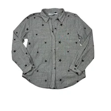 Collective Concepts Striped Star Embroidered Button Down Shirt Size Medium